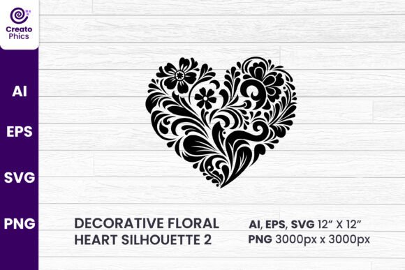 Decorative Floral Heart Silhouette Set for Creators