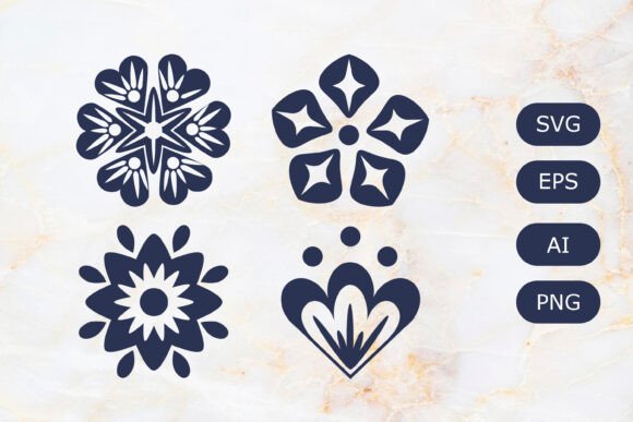 Decorative Flowers SVG: Symmetrical Folk Art