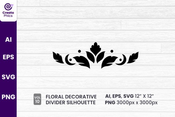Elegant Floral Decorative Divider Silhouette 10