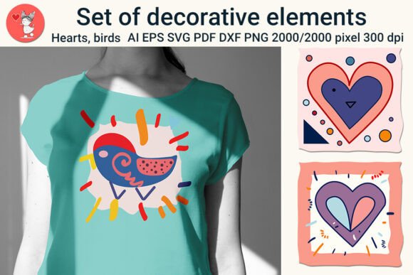 Elevate Designs with Hearts and Bird Elements