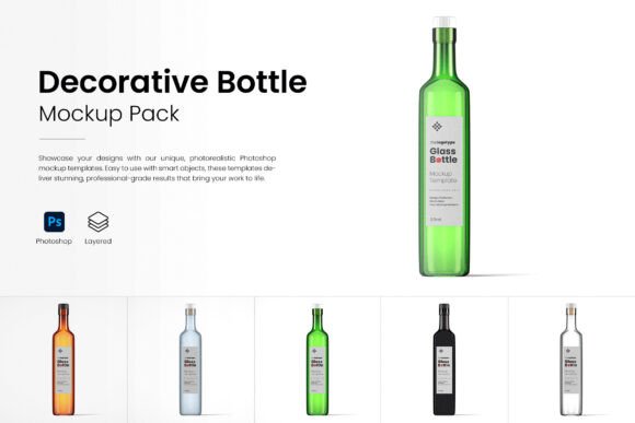 Elevate Your Brand Presentation with a Professional Decorative Bottle Mockup Pack