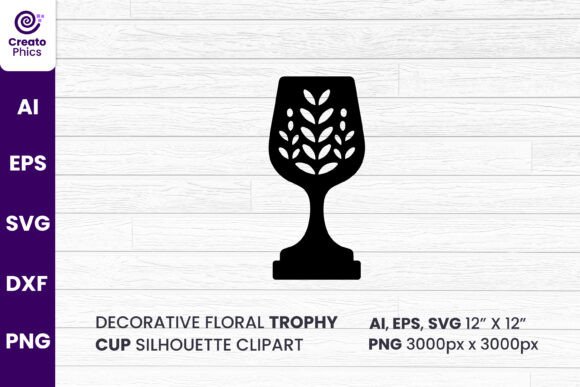 Elevating Award Designs with Decorative Floral Trophy Cup Clipart SVG