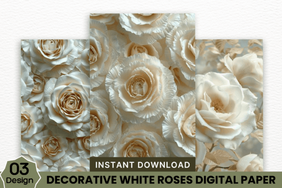 Elevating Brand Aesthetics: The Strategic Value of Decorative White Roses Digital Paper in Modern Design
