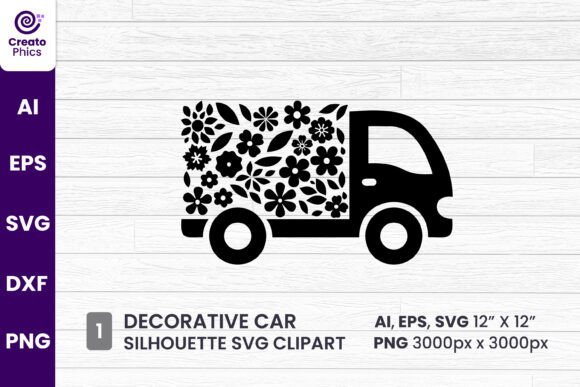 Elevating Your Designs with Decorative Floral Car Silhouette Clipart