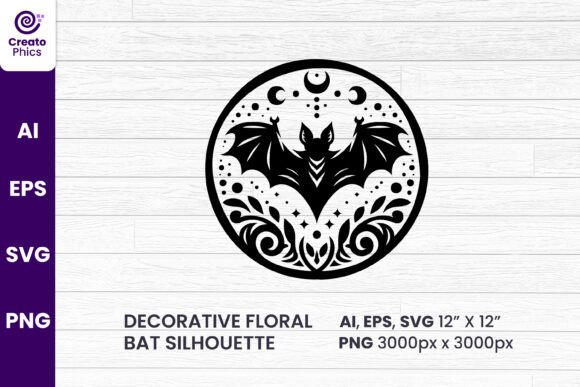 Exploring the Charm of Decorative Floral Bat Silhouette Clipart