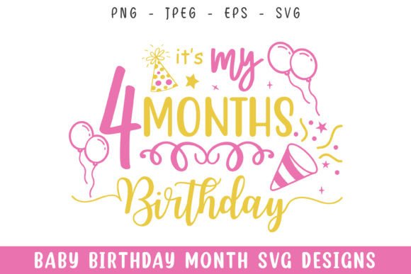 Strategic Milestone Branding: Leveraging Baby Four Months Birthday Decorative SVG for High-Impact Customization