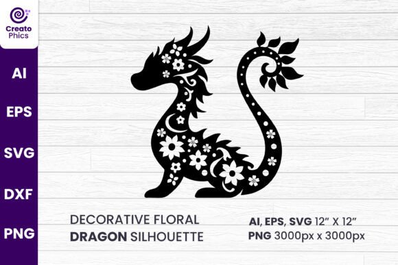 Unleashing Creativity with the Decorative Floral Dragon Silhouette SVG
