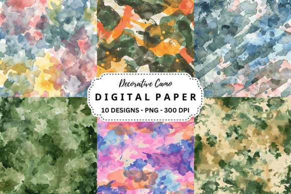 Watercolor Decorative Camo Background for Design